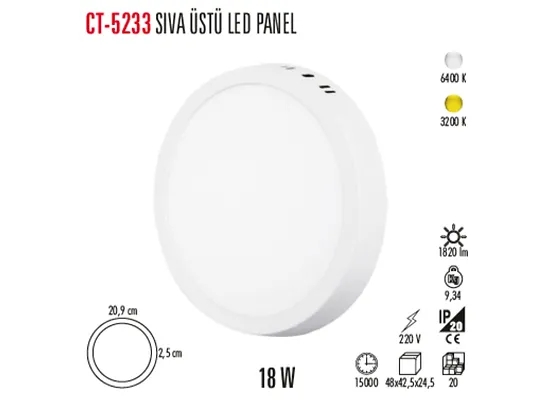 CT-5233%20SIVA%20ÜSTÜ%20LED%20PANEL%2018W