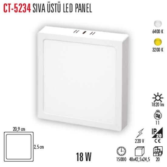 CT-5234 SIVA ÜSTÜ LED PANEL  18W