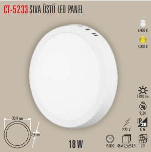 CT-5233 SIVA ÜSTÜ LED PANEL 18W