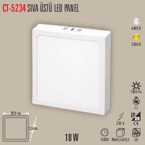 CT-5234 SIVA ÜSTÜ LED PANEL  18W