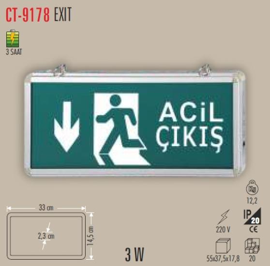 CT-9178 EXİT ÇIKIŞ AŞAGI KOŞAN OK İŞARETİ